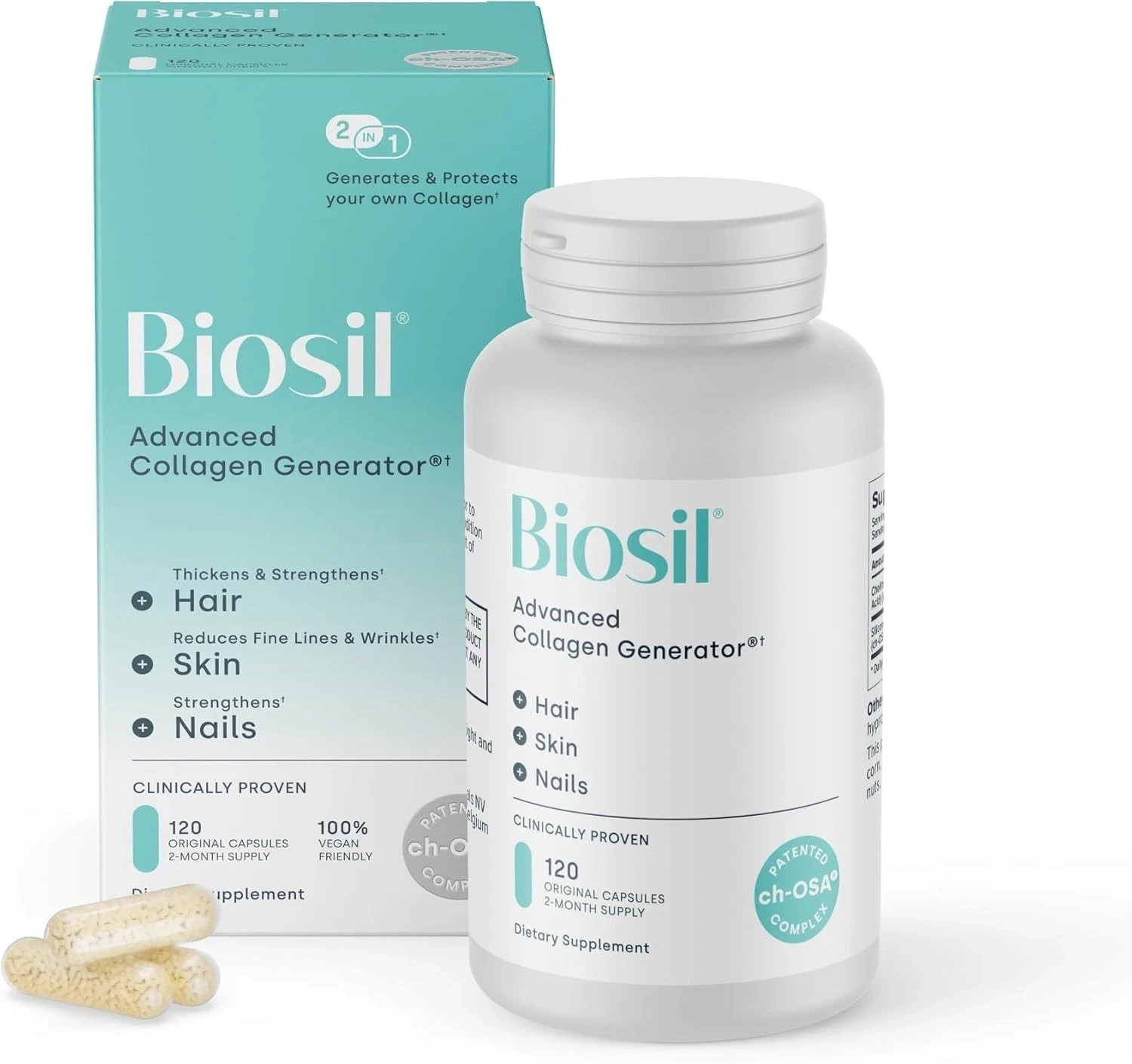BIOSIL ADVANCED COLLAGEN GENERATOR HAIR SKIN NAIL 180 LIQUID CAPSULES 9/2027