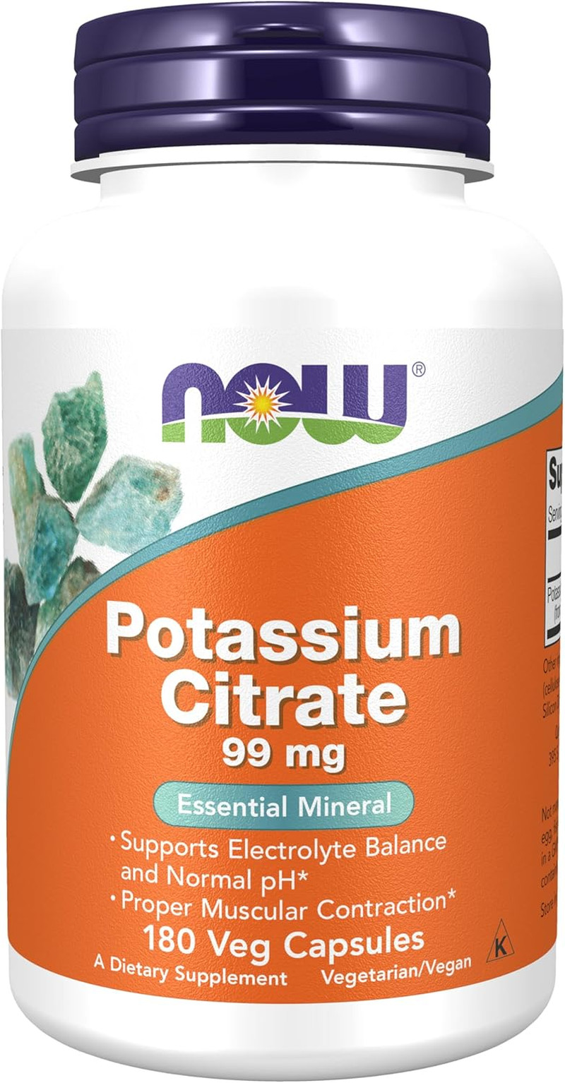 NOW Foods Supplements, Potassium Citrate 99 mg, 180 veg Capsules