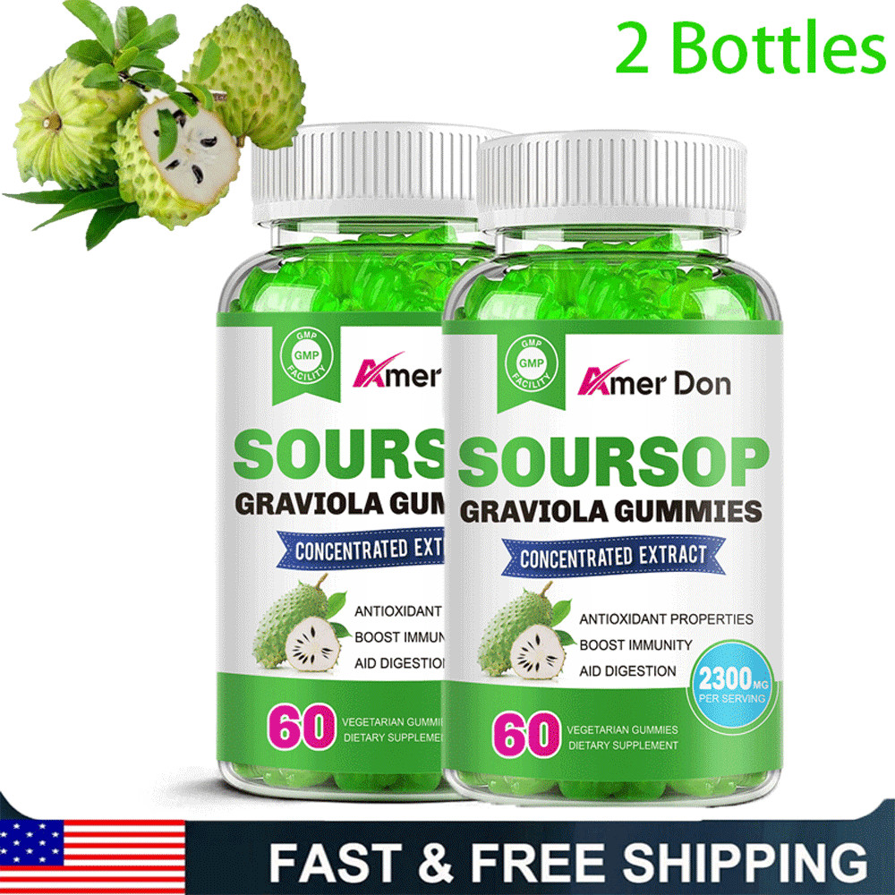 Graviola Capsules 2300mg 120 Pure Natural Soursop Capsules Leaves fruit Gummies