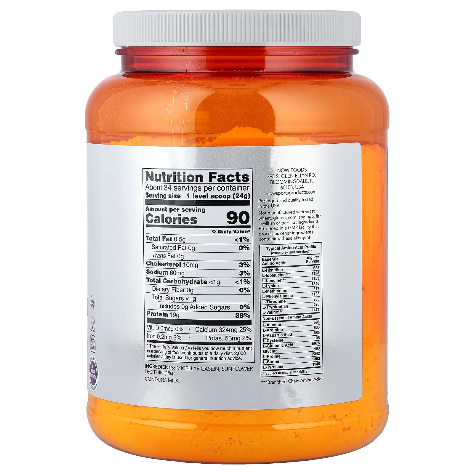 Sports, Micellar Casein Protein Powder, Unflavored, 1.8 lbs (816 g)