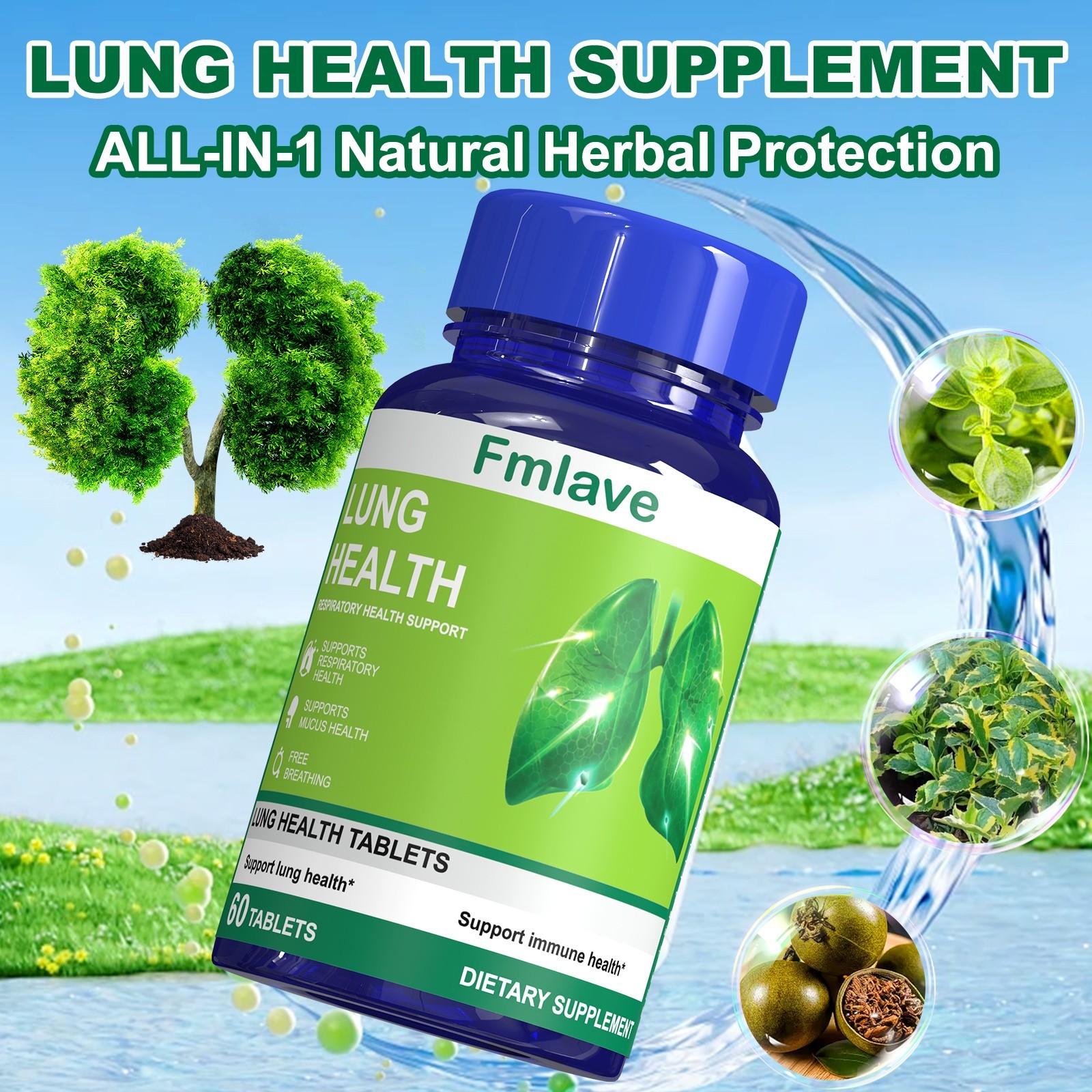 Lung Cleanse & Detox Support Clear Lungs a Healthy Lungs Supplement 2 pack-120pc