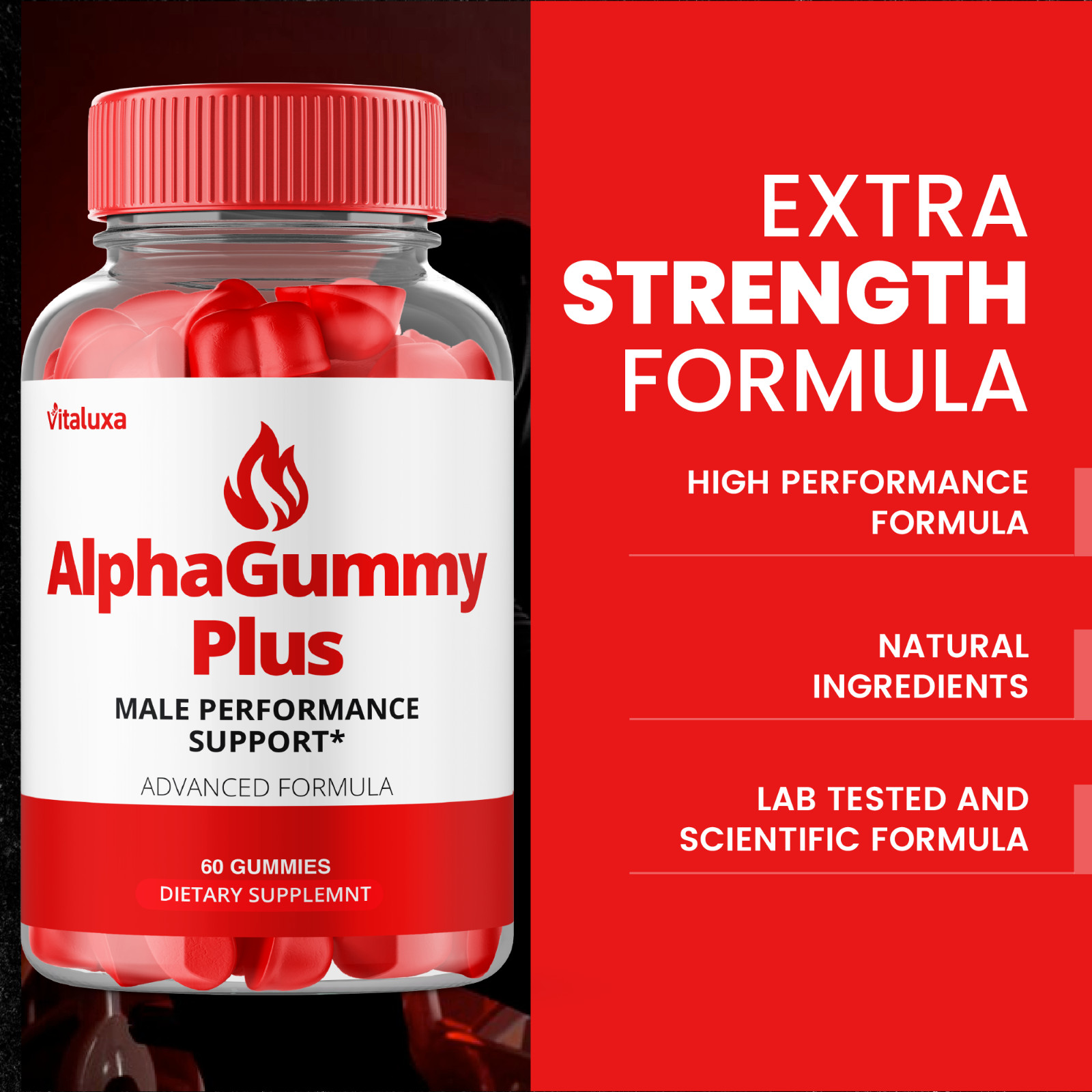 Alpha Gummy for Men Advanced Energy Performance Vitamin Supplement (60 Gummies)