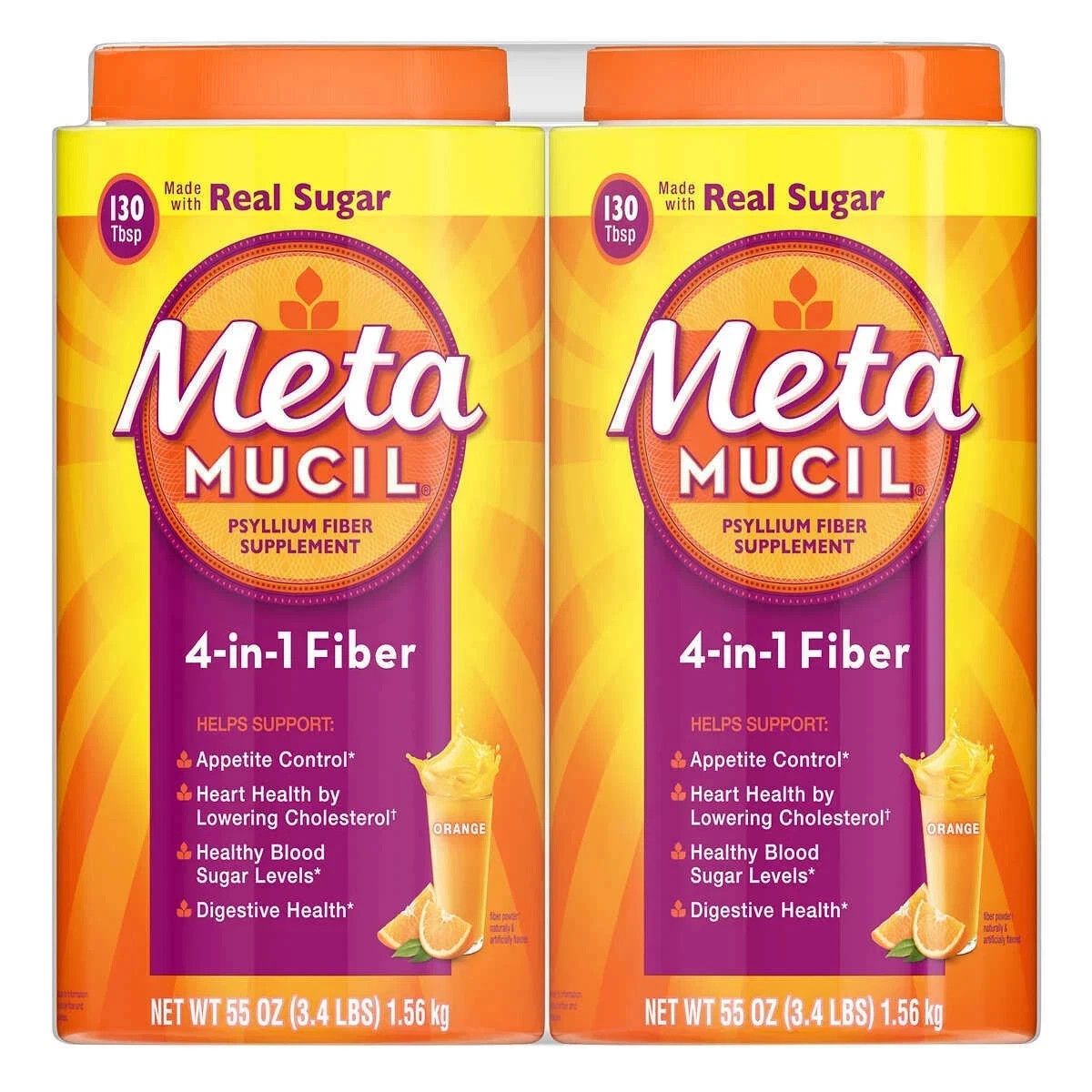 Metamucil MultiHealth Fiber 260 Doses Orange Smooth with Real Sugar Exp 9/2027