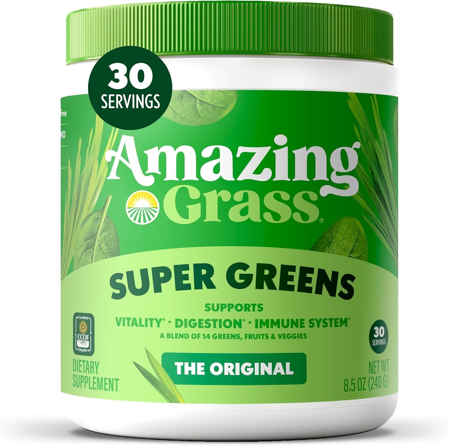 Amazing Grass Super Greens Superfood Powder, Organic, 30 Servings, Value Size