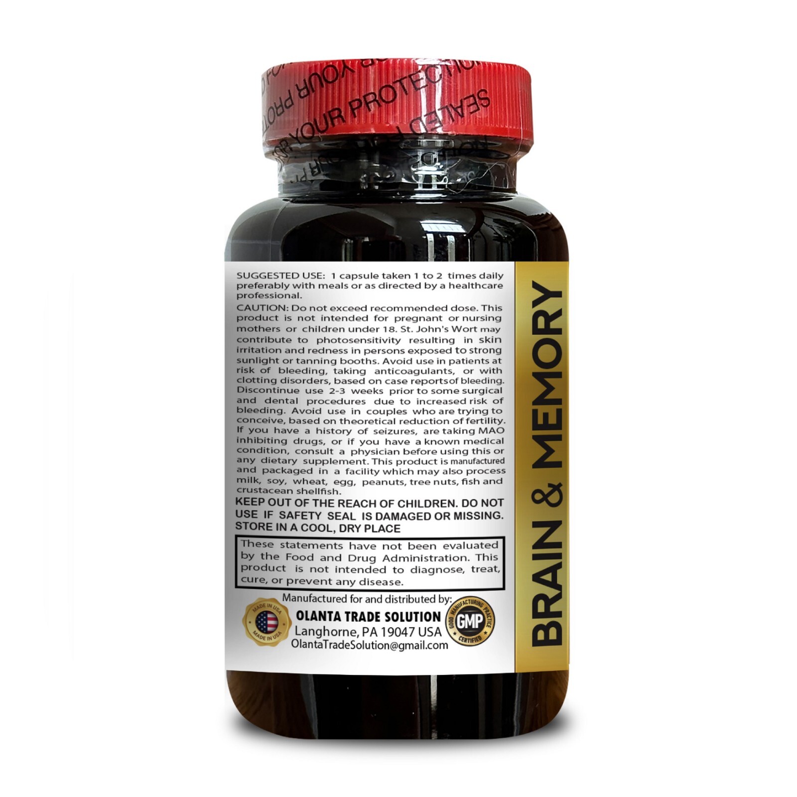 BRAIN MEMORY SUPPLEMENTS – For Memory, Focus & Healthy Brain Function, Brain