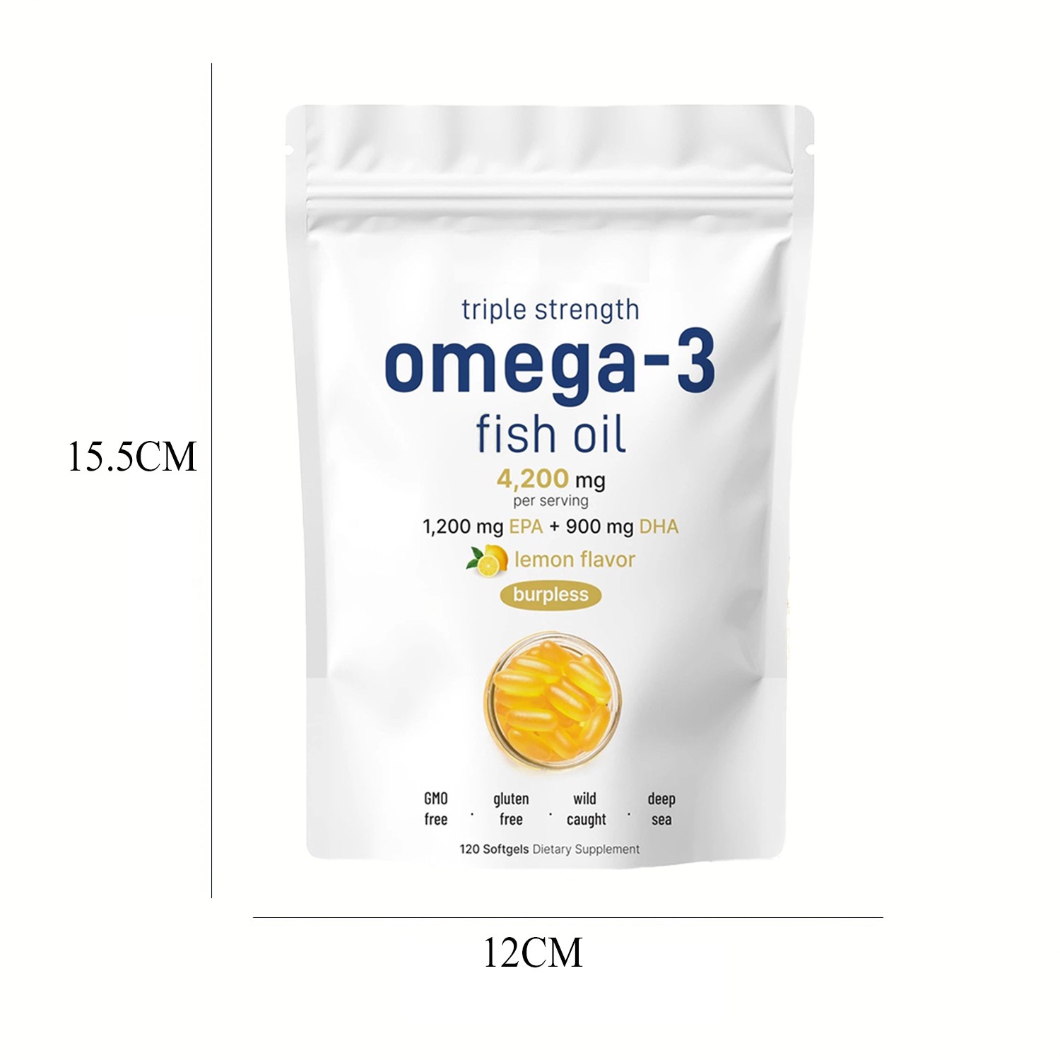 Triple Strength Omega 3 Fish Oil Softgels 4200mg EPA DHA Non GMO Gluten Free
