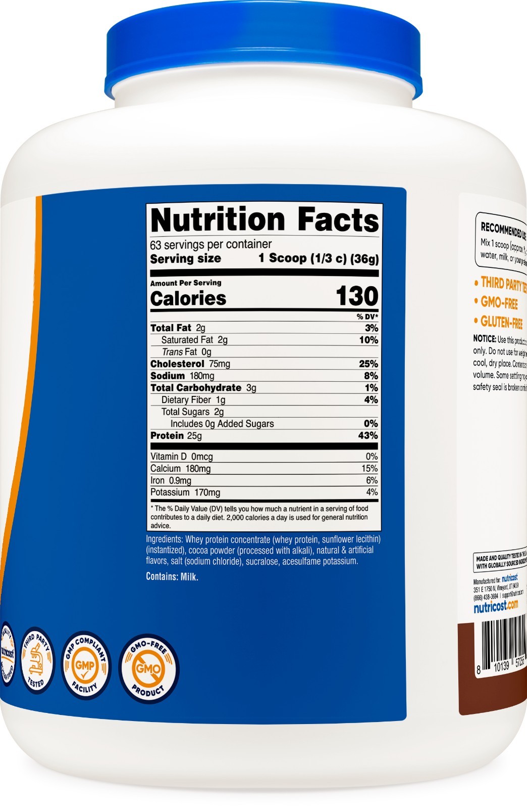 Nutricost Grass-Fed Whey Protein Isolate (Chocolate) 5LBS – Non-GMO, Gluten Free