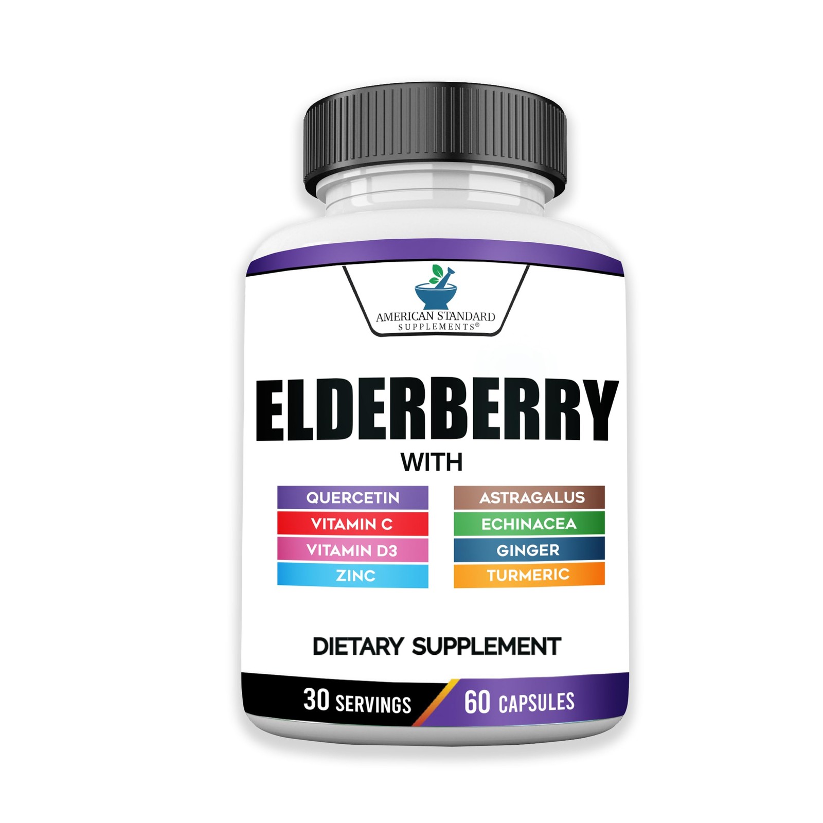 Standard Supplements Elderberry Extract with Quercetin Vitamin C D3 Ginger Zinc