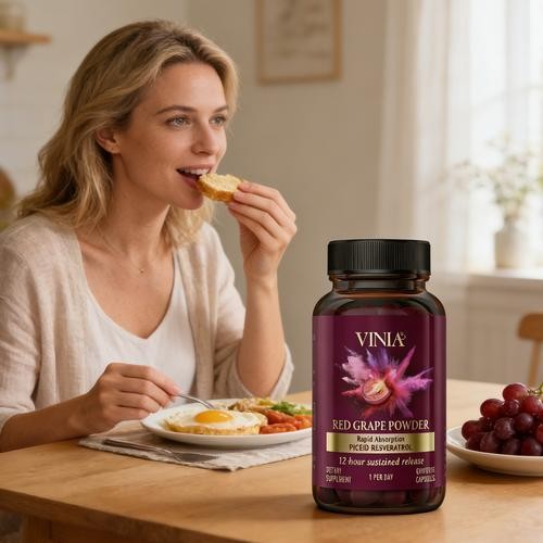 VINIA Piceid Resveratrol Supplement Non-GMO, Increases Blood Flow 60pcs/box