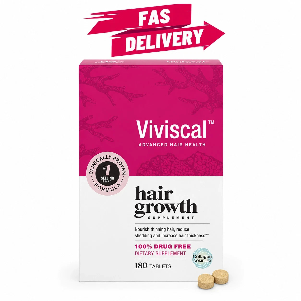 New VIVISCAL Hair Growth Supplement for Women 180 Tablets