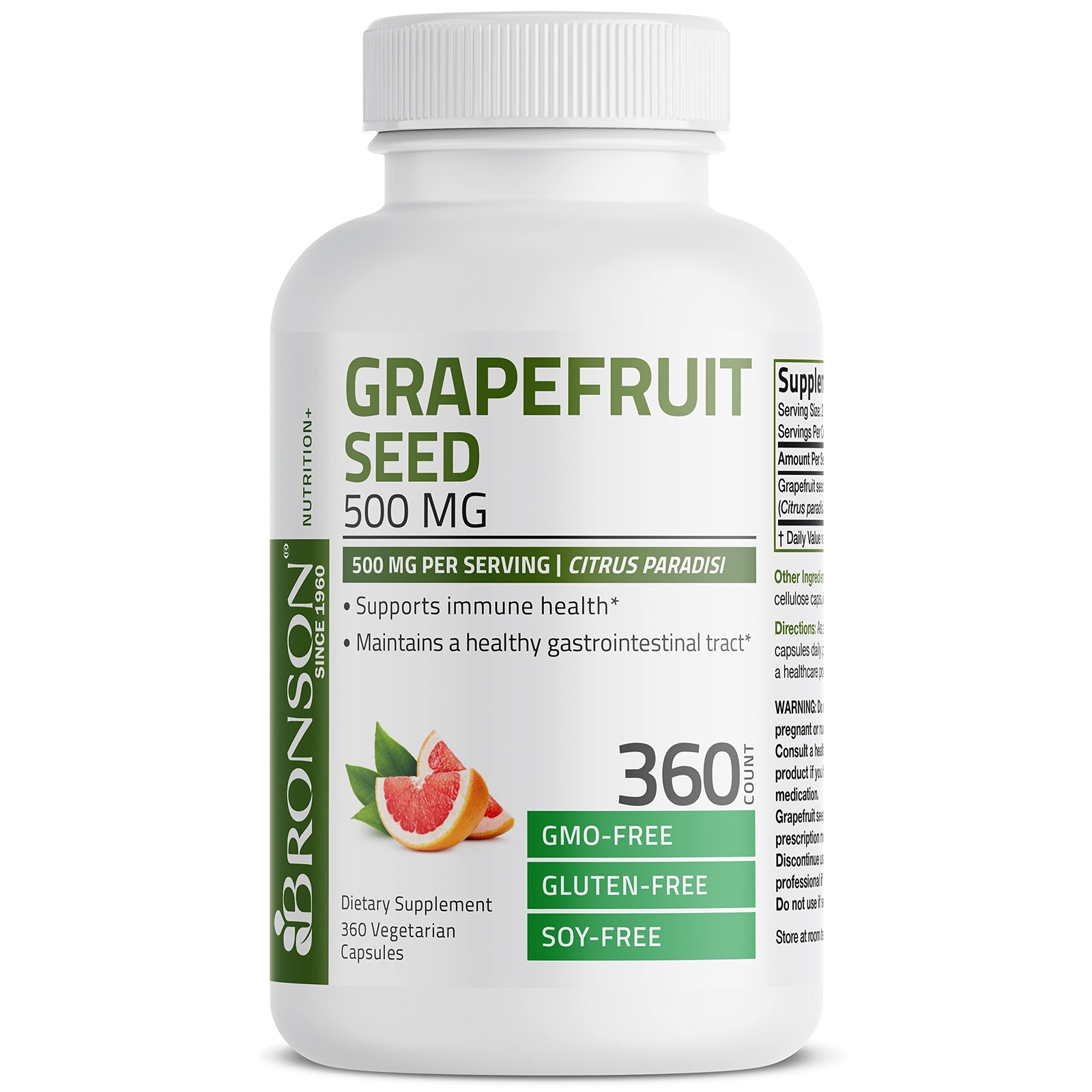 Bronson Grapefruit Seed Extract 500 MG Immune Health, 360 Capsules