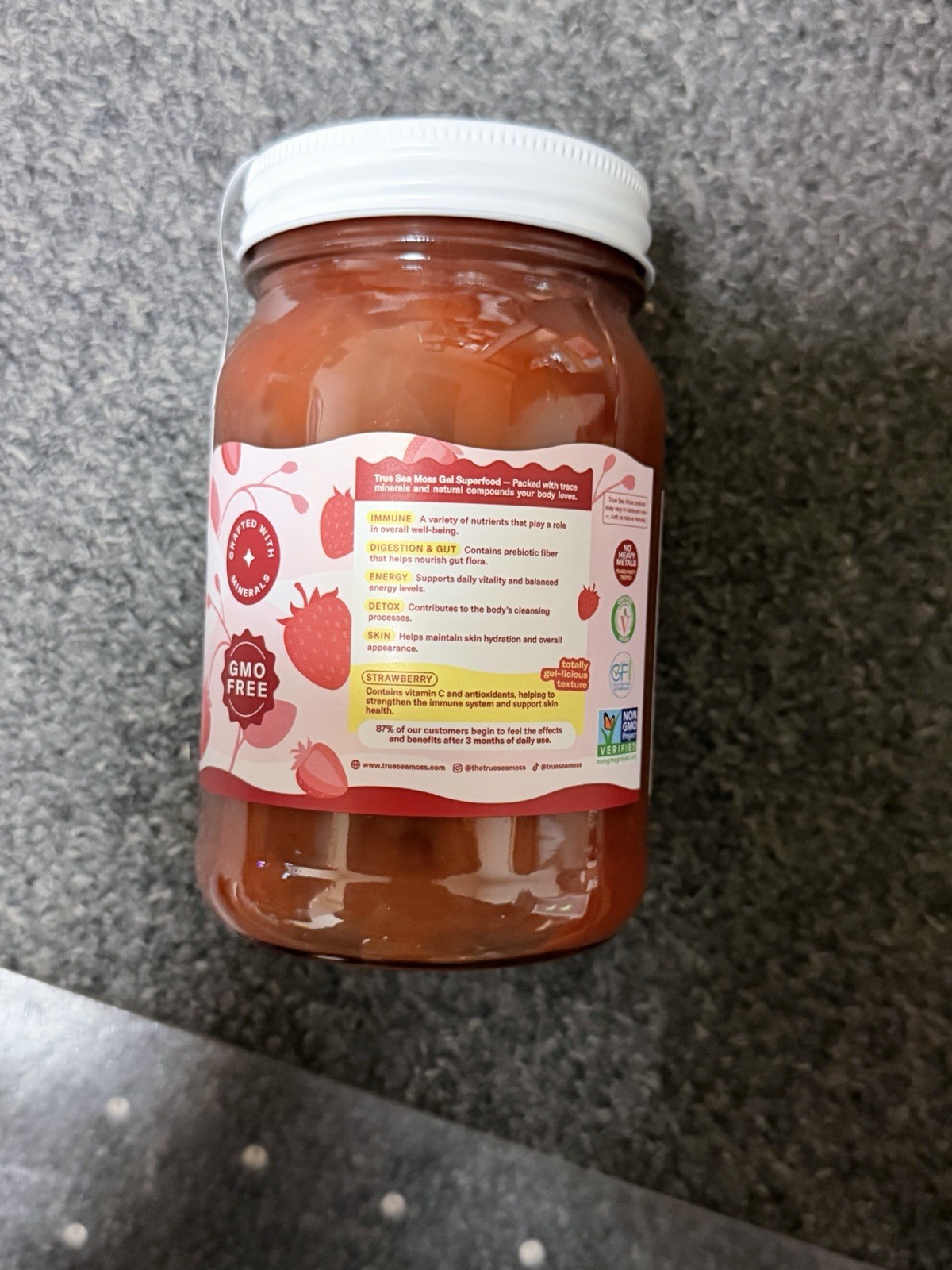 True Sea Moss Gel Superfood – Strawberry Flavor – 16 fl oz SEALED