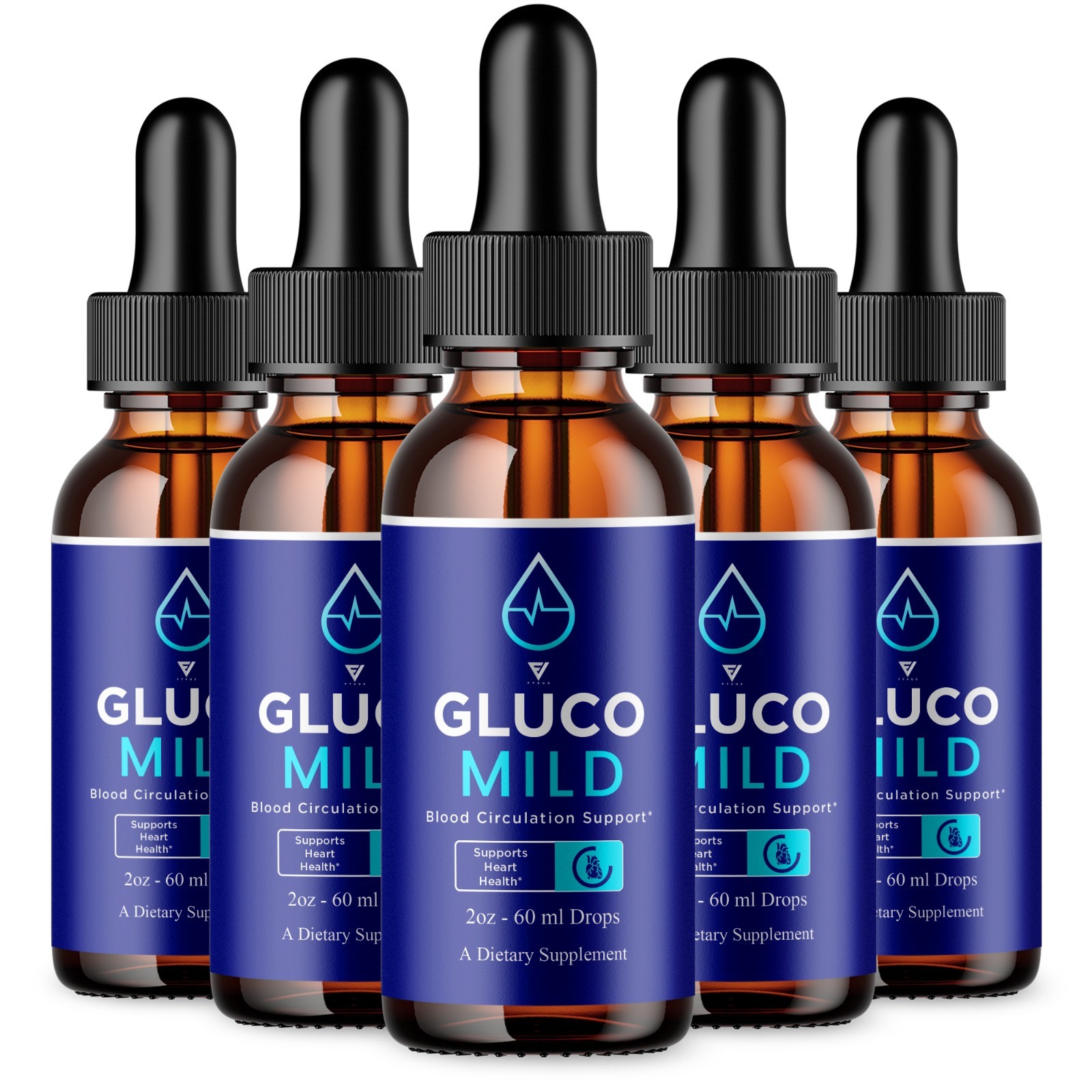 (5 Pack) Gluco Mild Blood Health Formula, GlucoMild Blood Support (10oz)