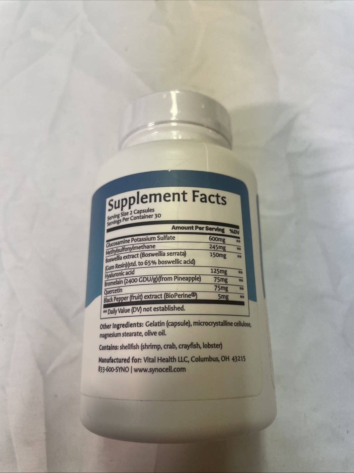 Synocell Joint Support Capsules 60 Count Daily Supplement 02/27
