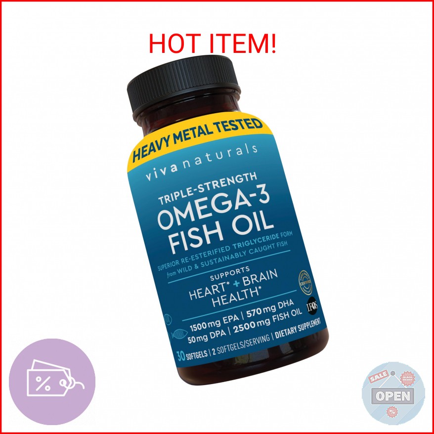 Viva Naturals Omega-3 Fish Oil, Triple Strength, 2500 mg, 30 Softgels – Re-Ester
