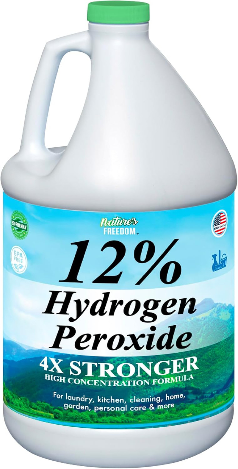 12% Hydrogen Peroxide, Food Grade H2O2 and Purified Water Only, 1 Gallon Solu…