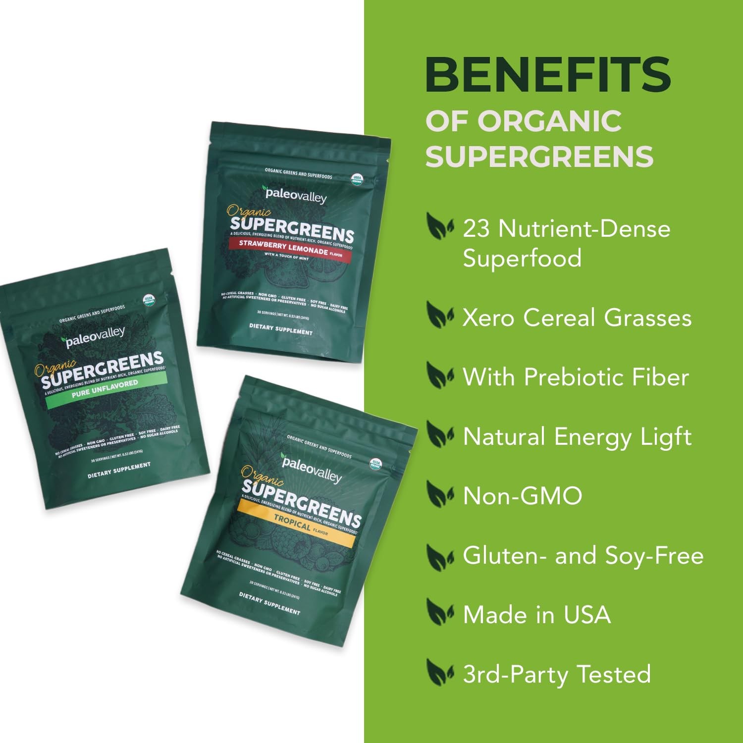 Organic Supergreens – Organic Greens Powder Superfood for Immune Support – Pa…