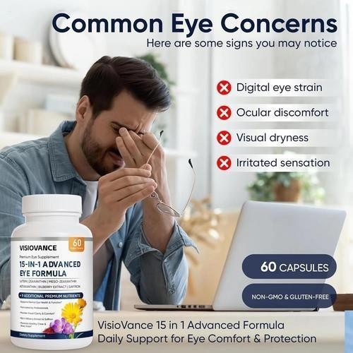 VisioVance 15 in 1 Enhanced Eye Vitaminss Formula W/ All 3 Carotenoids 60 Count