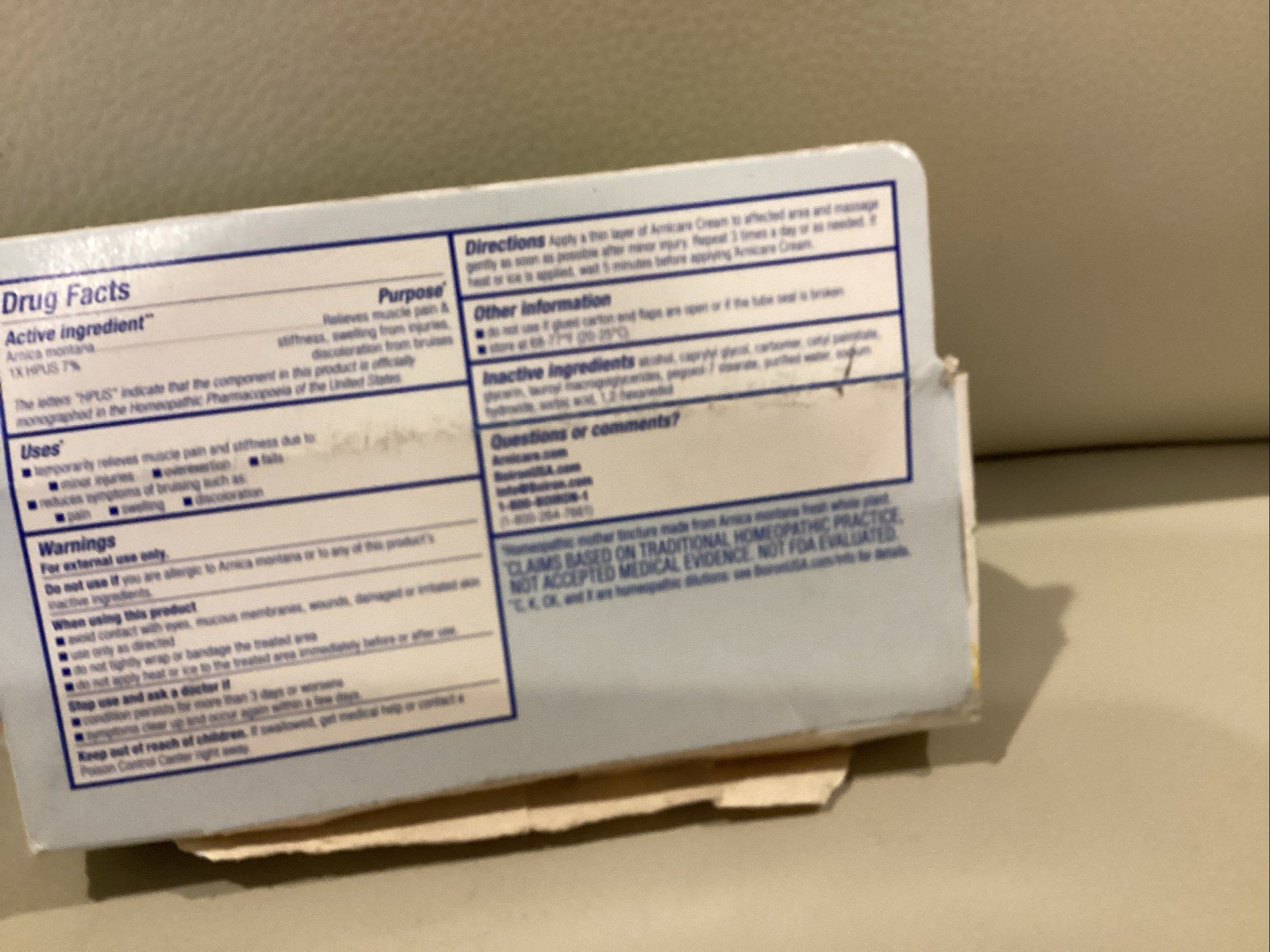 Boiron Arnicare Cream (5th Panel) 2.5 oz Cream