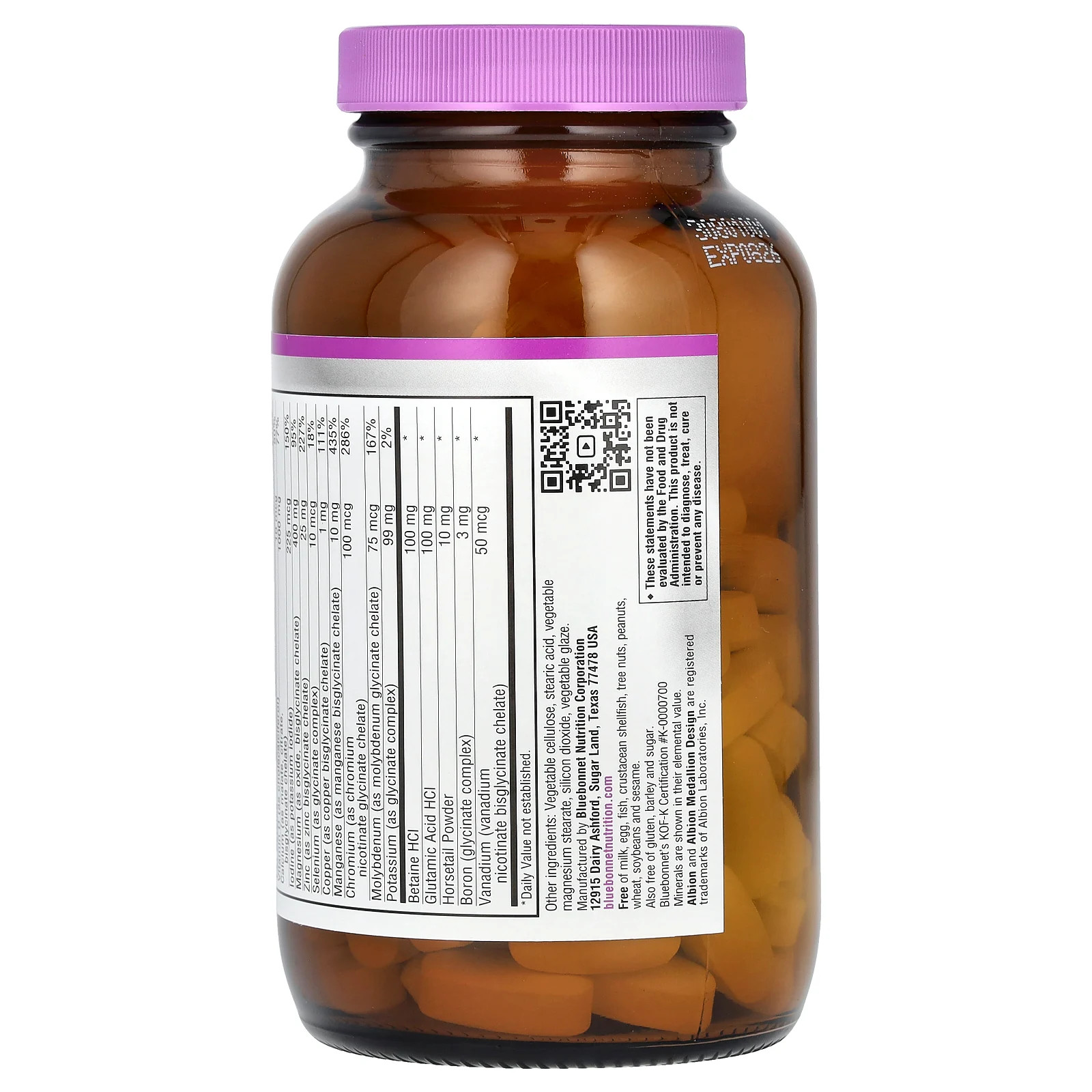 Bluebonnet Nutrition Chelated Multiminerals Iron Free 120 Caplets Egg-Free, Fish