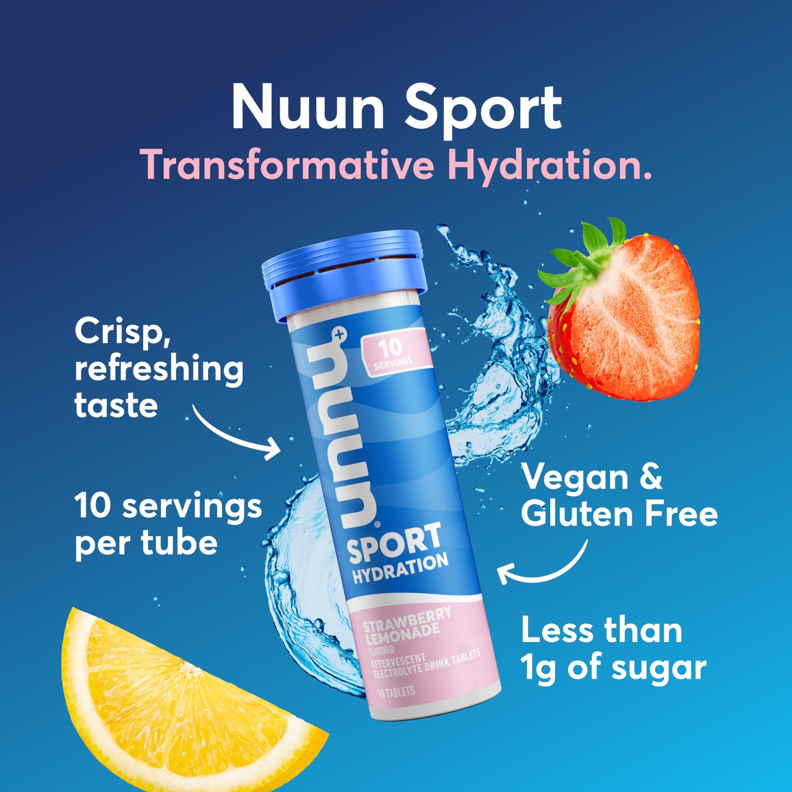 Sport Electrolyte Tablets, Strawberry Lemonade, 40 Total Servings, 5 Essentials