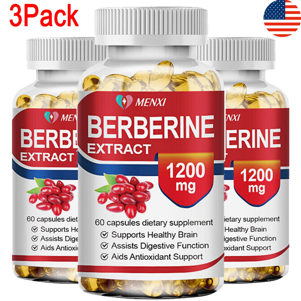 3 Packs Berberine 1200mg High Absorption For Blood Sugar Immune 3 Months Supply