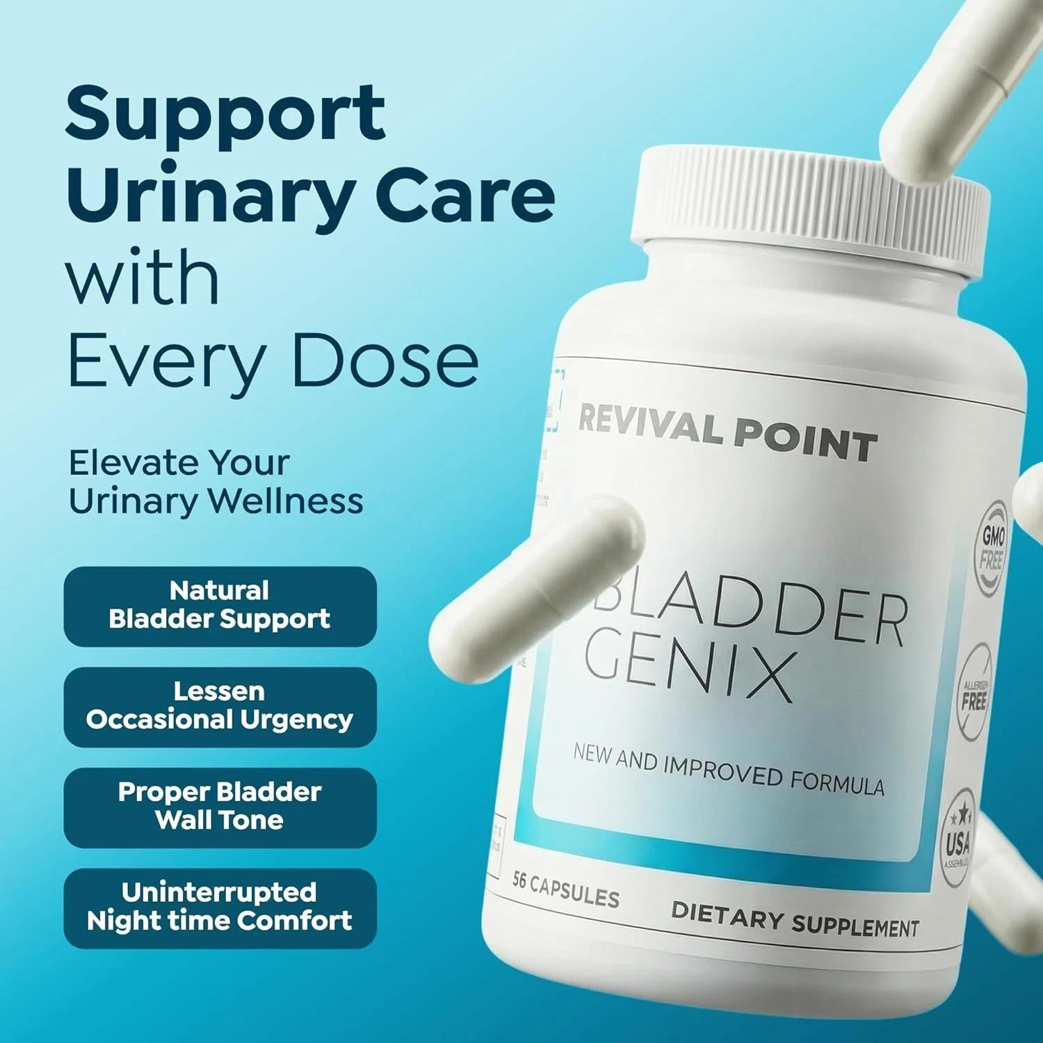 Bladdergenix Bladder Control Supplement for Women and Men for Urinary Urgency
