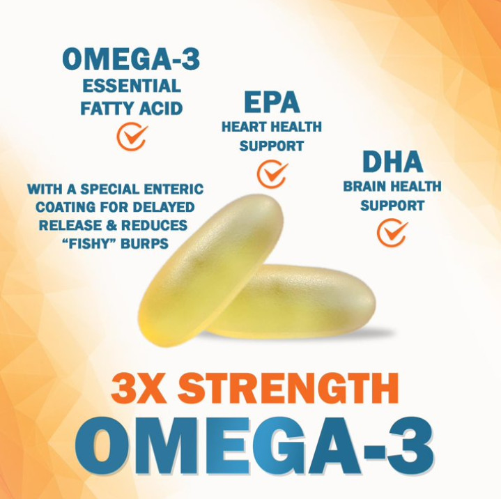 Omega 3 Fish Oil 2400mg 3X Strength EPA & DHA High Potency Capsules