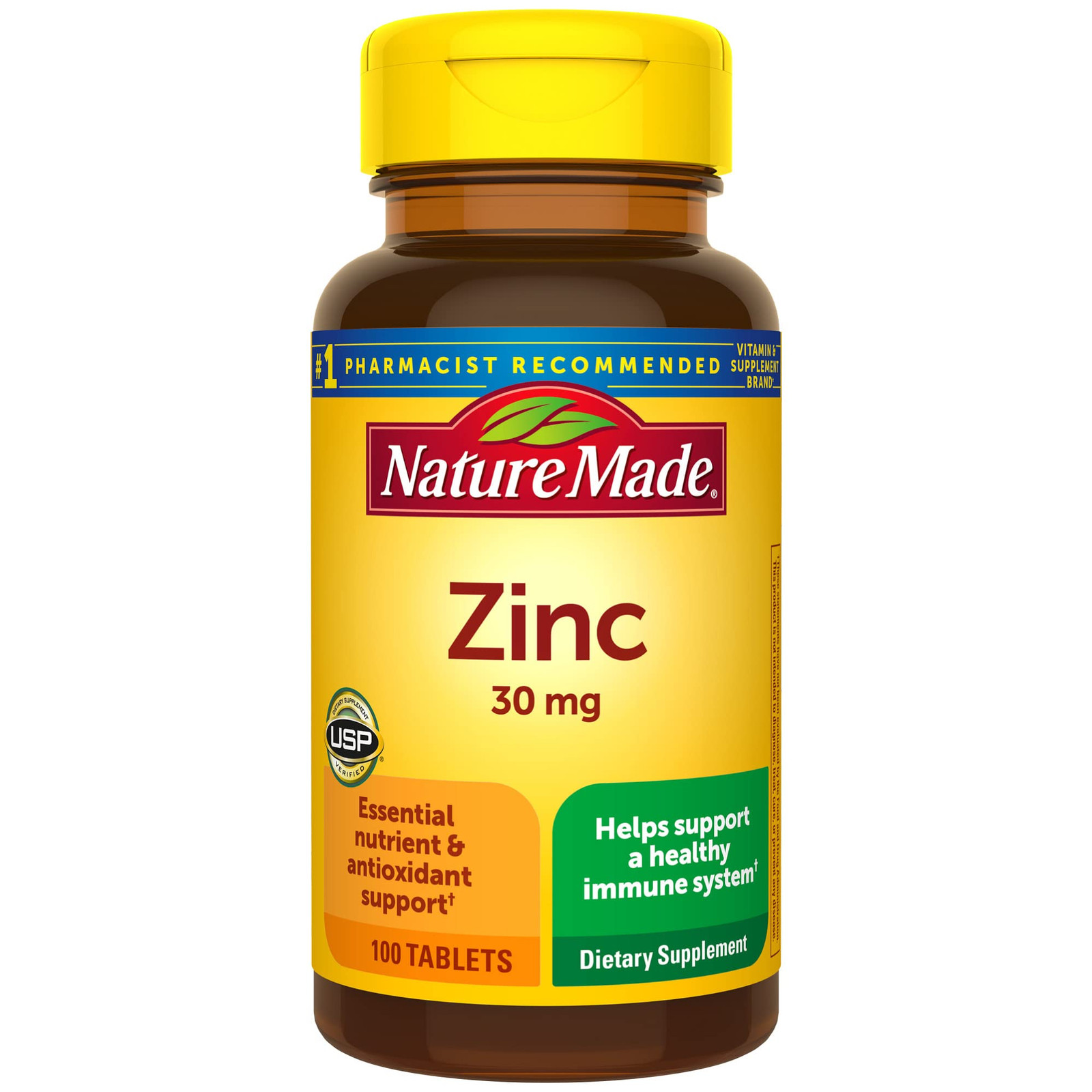 Nature Made Zinc 30 mg Tablets 100 Count Immune Health Antioxidant Support