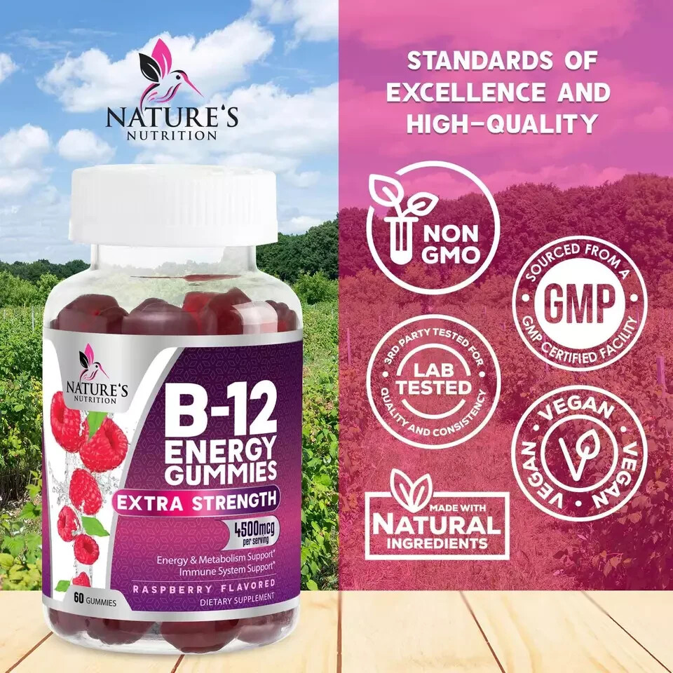 Vitamin B12 Gummies 4500mcg, High Absorption Vitamin B-12 Energy Gummy