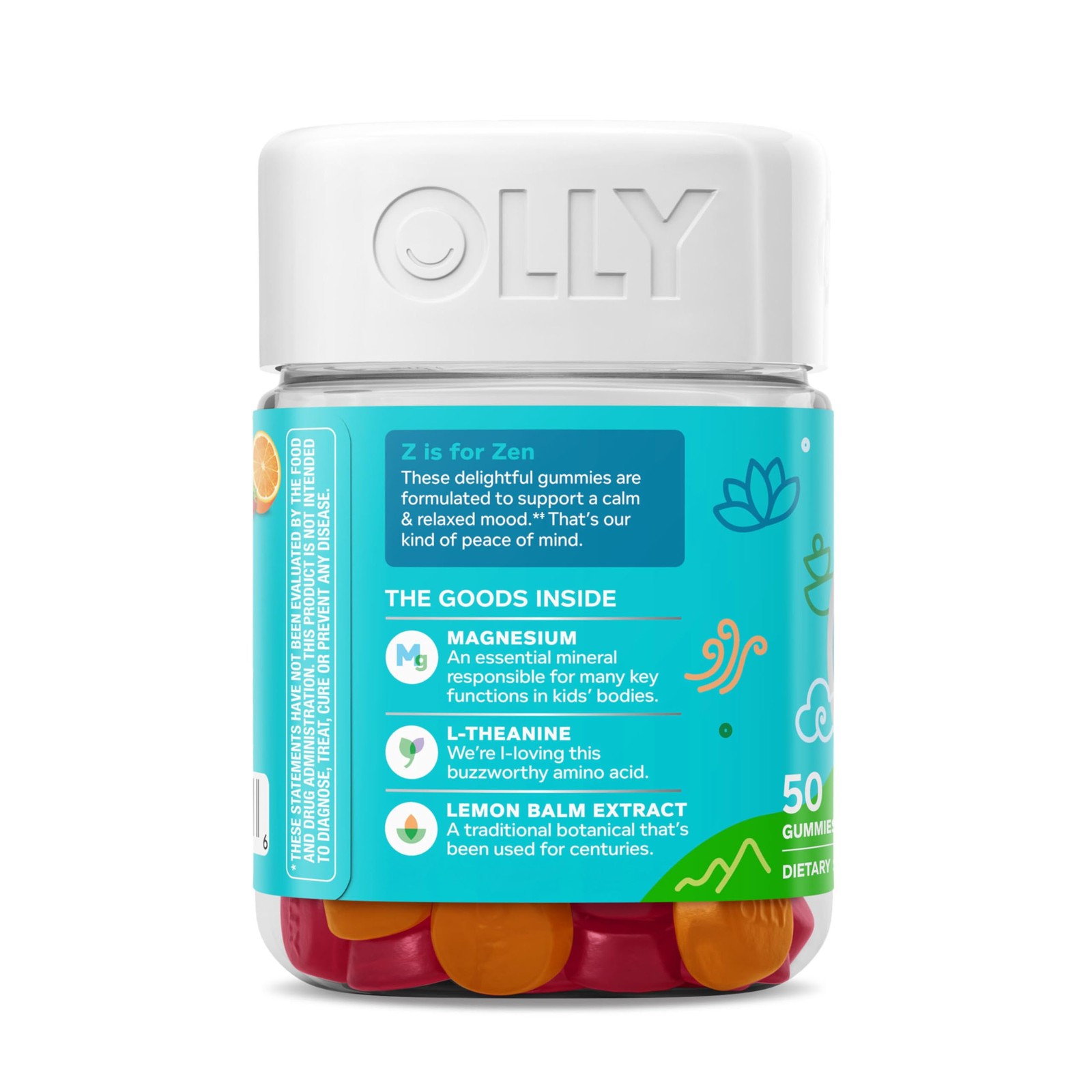 OLLY Kids Chillax Gummy, For a Calm and Relaxed 50 Count (Pack of 1), Sherbet