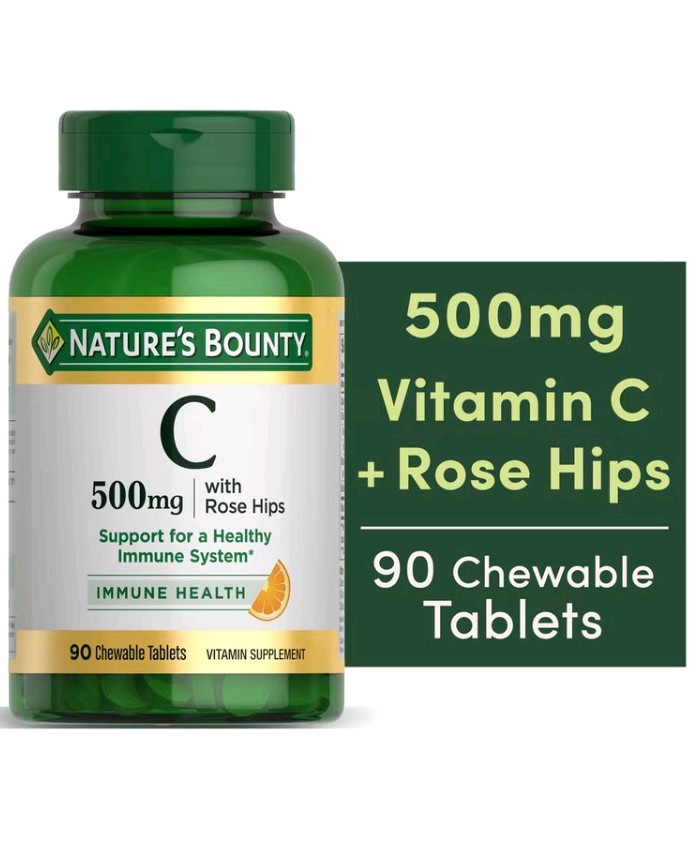 Nature’s Bounty Vitamin C 500mg + Rose Hips Immune Support Chewables Orange 90