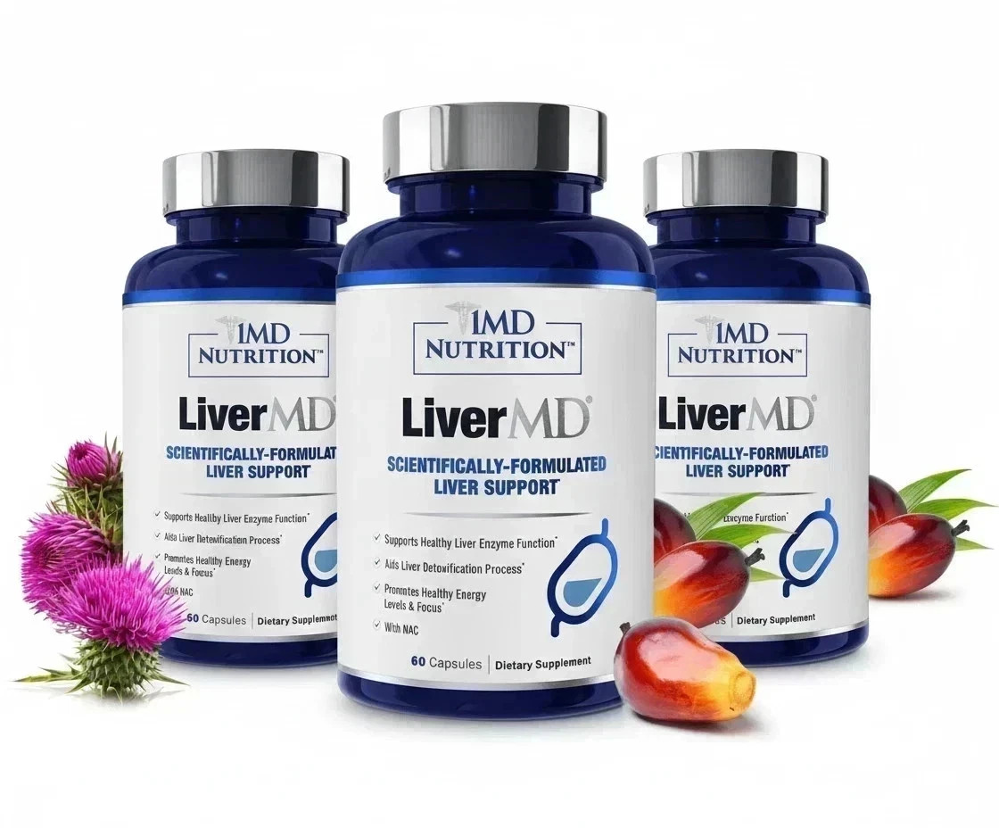 3 Packs 1MD Nutrition LiverMD – Liver Support Supplement 180 Capsule Exp 12/2027