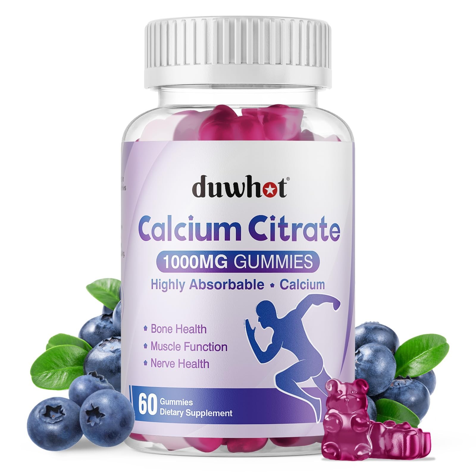 duwhot Calcium Citrate Gummies, Chewable 1 Count (Pack of 60)