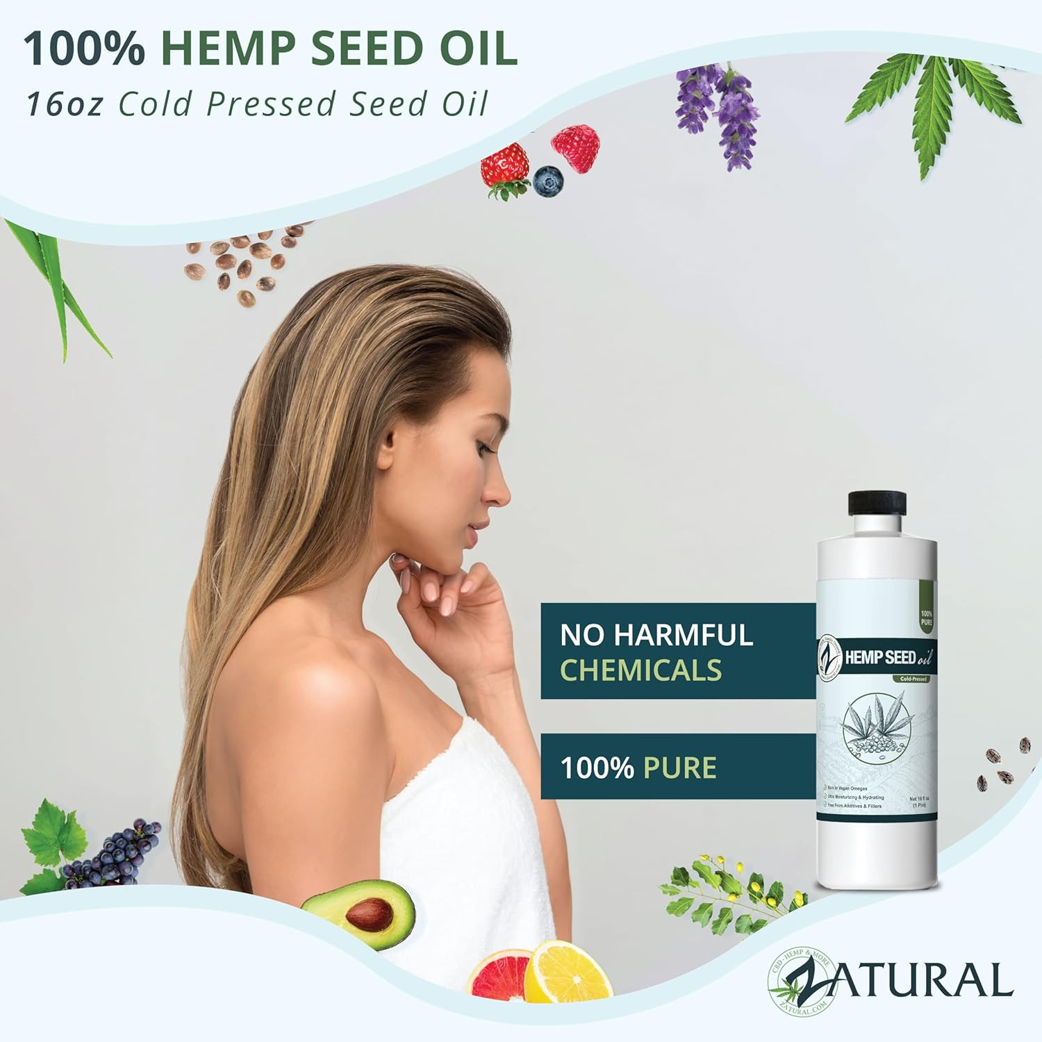 100% Pure Hemp Seed Oil Cold Pressed Virgin Food Grade 16 fl oz