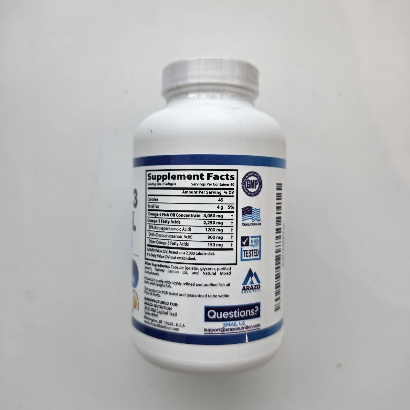 Arazo Nutrition – Wild Caught Omega 3 Fish Oil – 4080mg – 120 Soft Gels