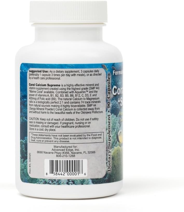 Coral Calcium Supreme I 100% Pure Marine 30 Count (Pack of 3)