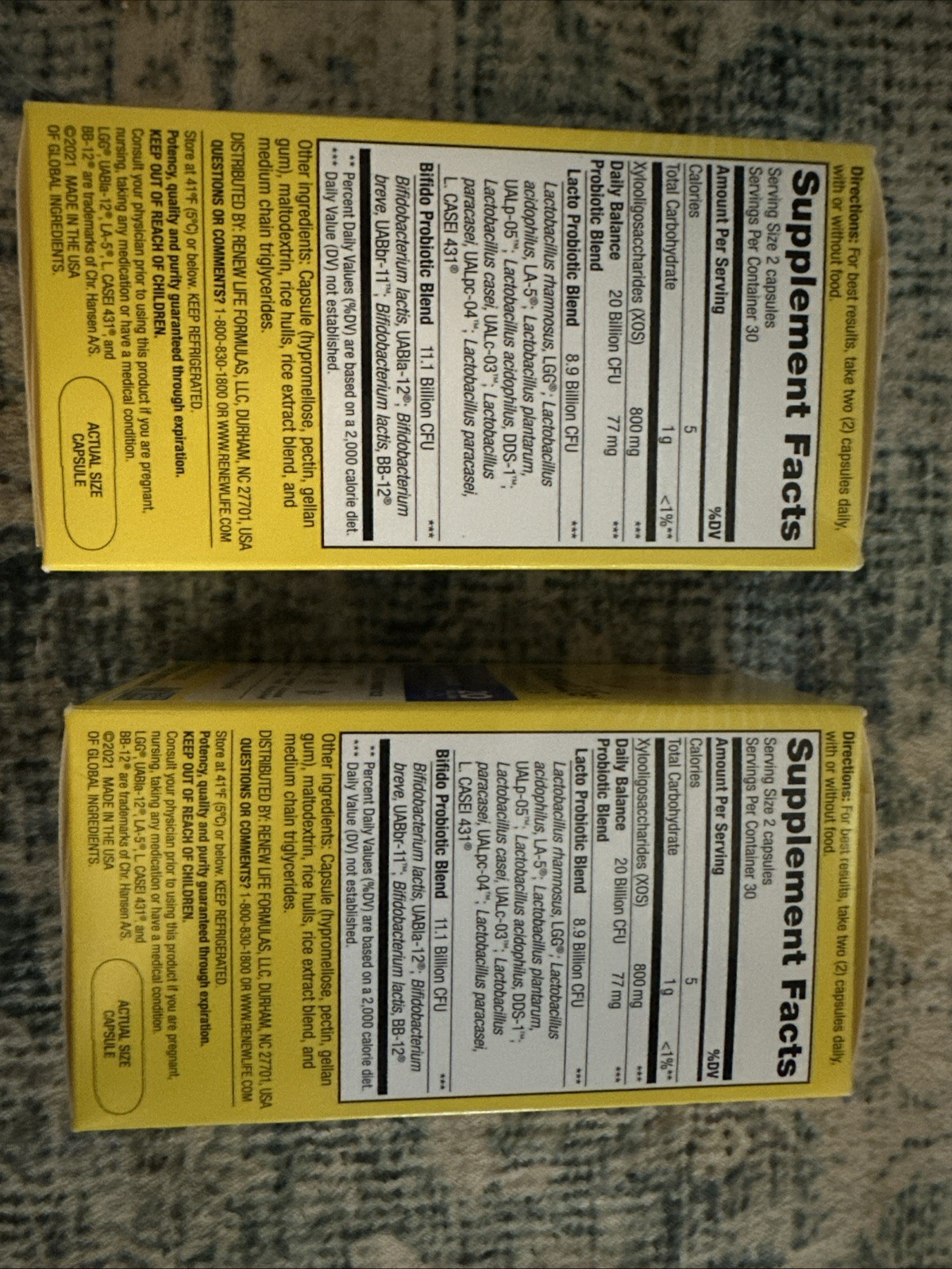 RenewLife Probiotics Daily Balance 20 Billion CFU 60 Caps. Exp 08/2024 – 2 Boxes
