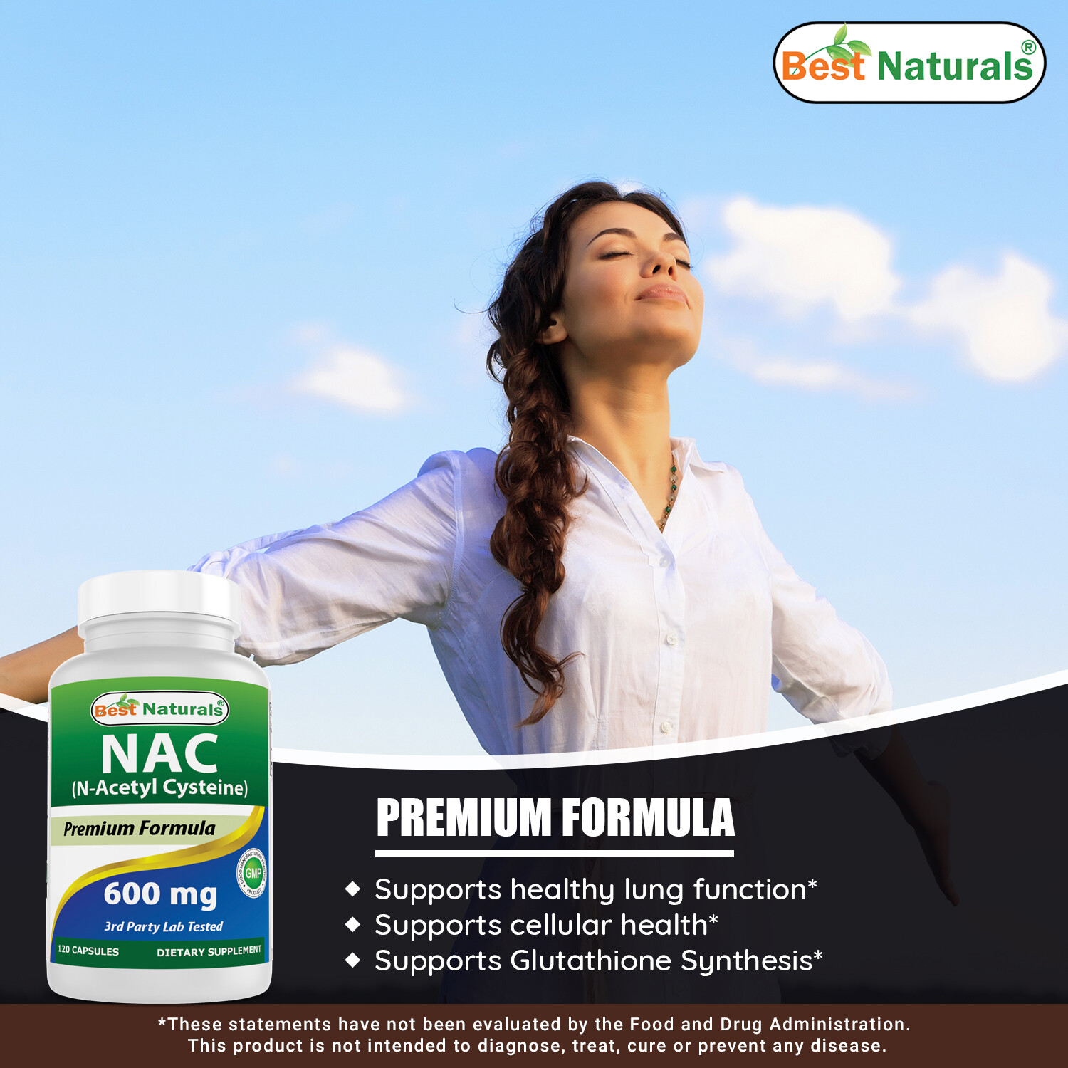 2 Pack Best Naturals NAC – n-acetyl cysteine – 600 mg 120 Capsules
