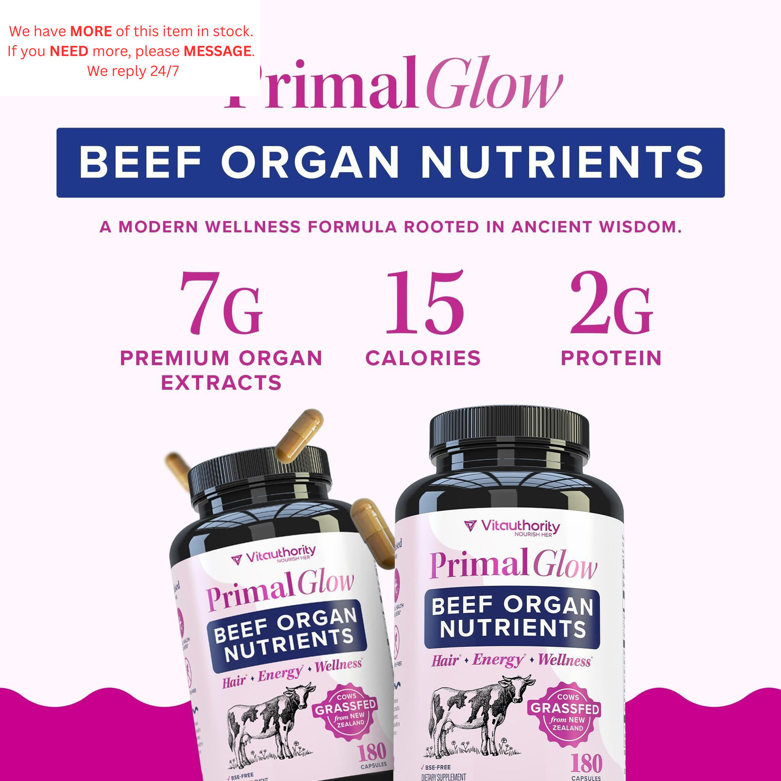 Beef Organ Supplement for Women | Grass-Fed, 180 Count (Pack of 1)