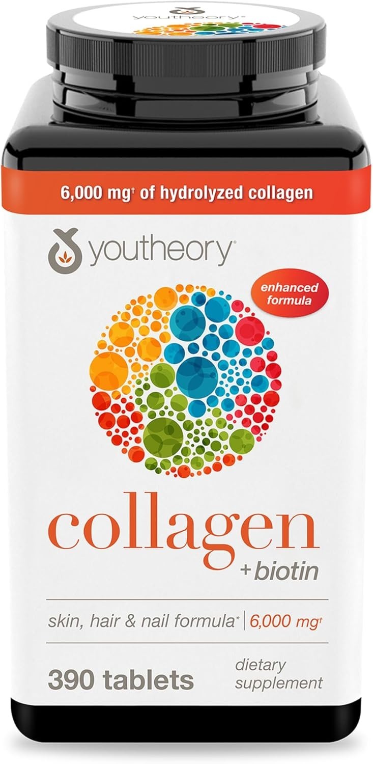 Youtheory Collagen + Biotin, Skin, Hair, & Nail Formula, 390 Tablets