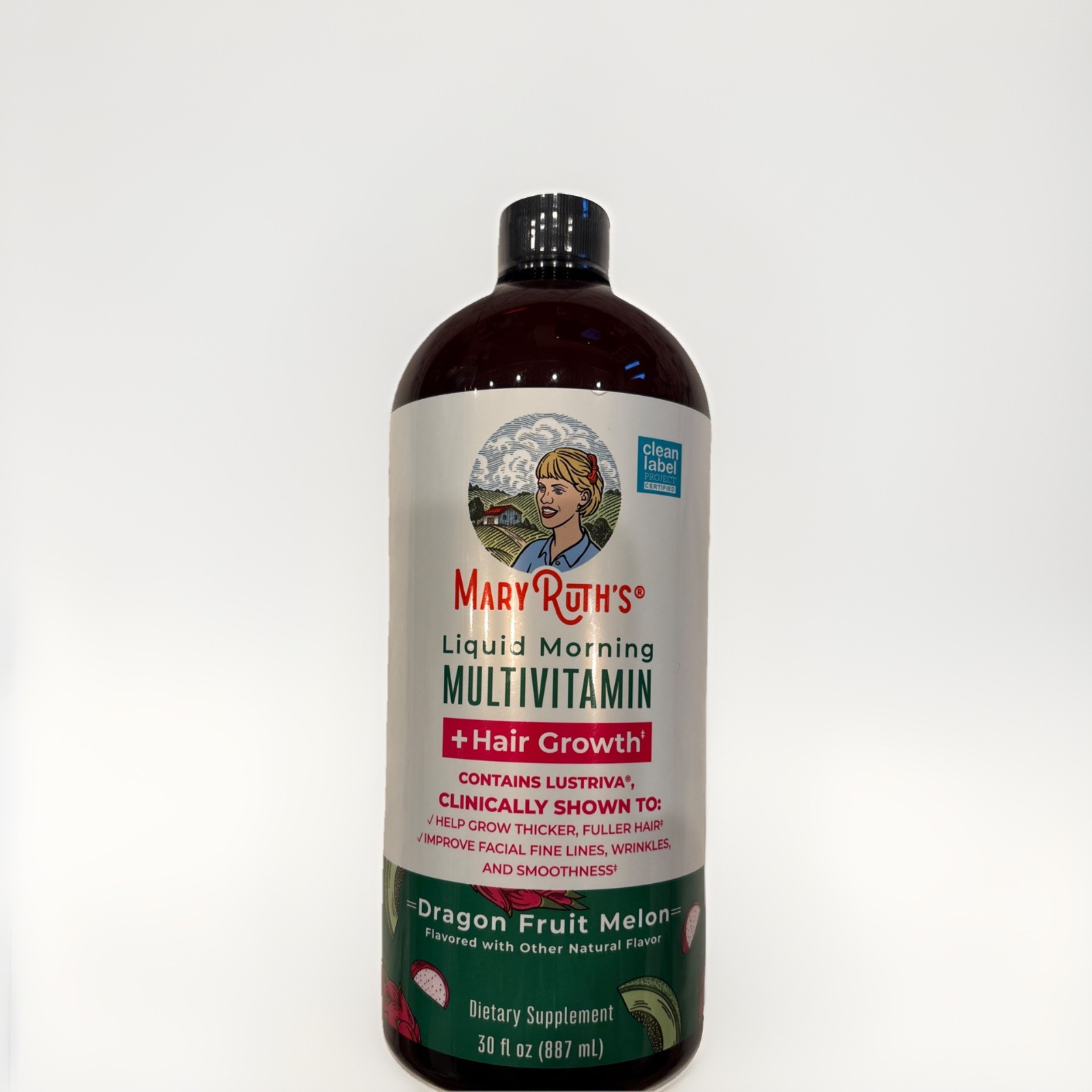 MARY RUTHS Multivitamin + Hair Growth, Dragon Fruit Melon, 30 fl oz (887 ml)