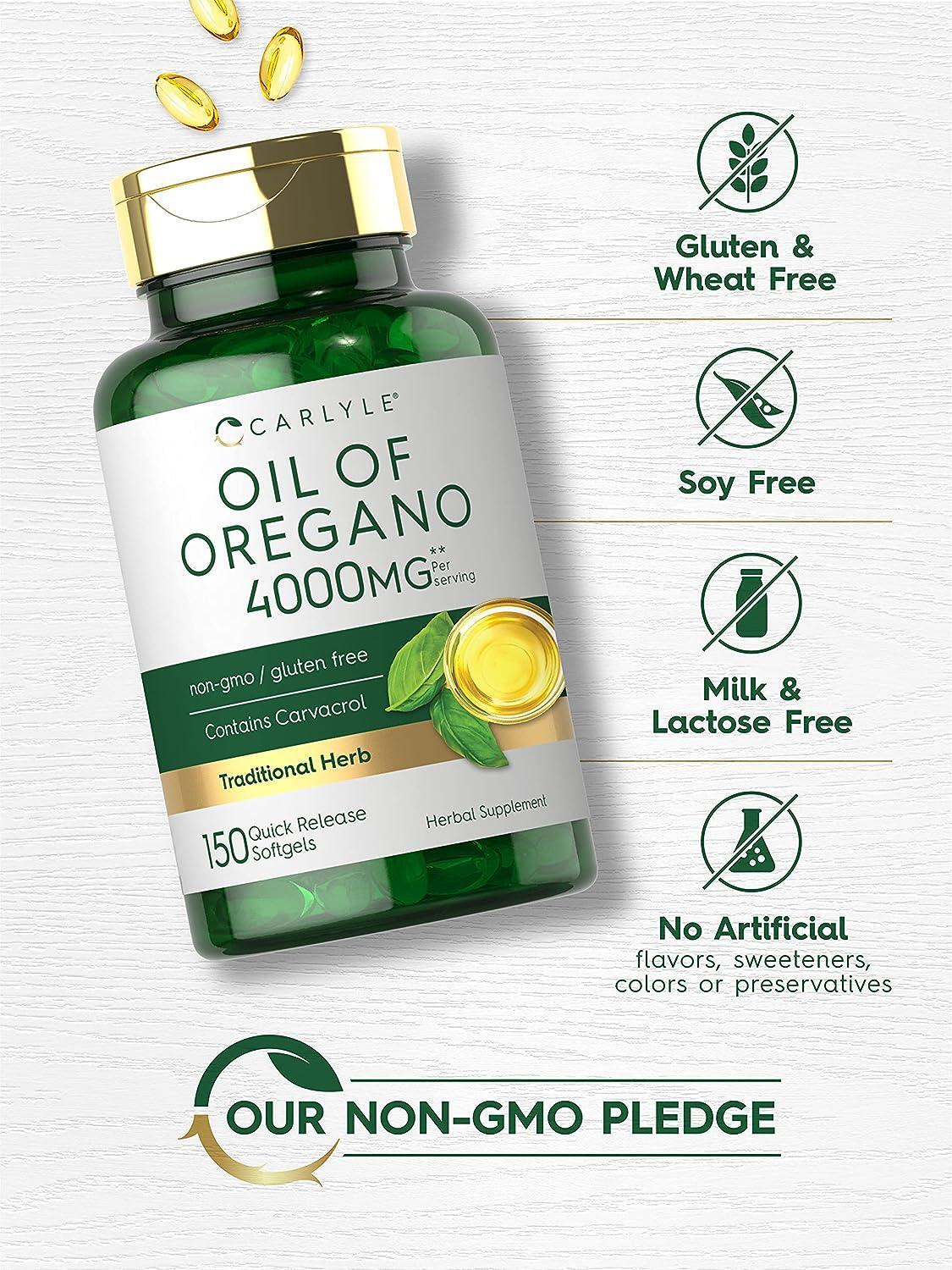 Oregano Oil 4000 Mg Extract Antioxidant Immune Support Max Potency, 150 Softgels