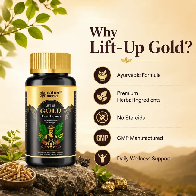 NATURE MANIA Lift-Up Gold Herbal Capsules for Stamina & Strength (60 Capsules)
