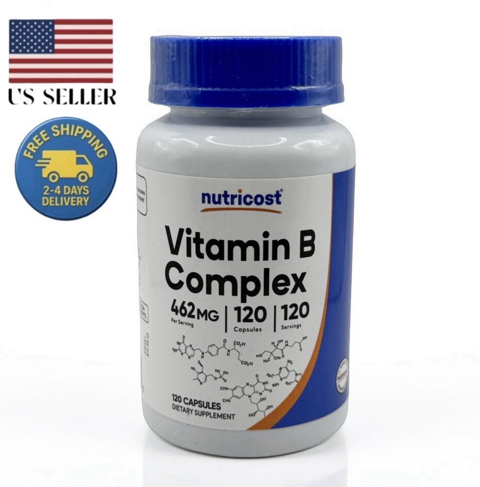 Nutricost Vitamin B Complex 460mg, 120 Capsules | + Vitamin C