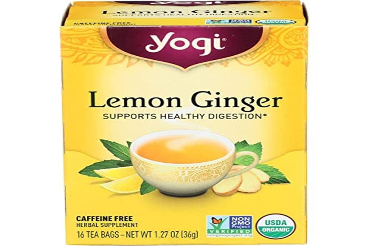 Yogi Organic Lemon Ginger Tea Herbal Blend Caffeine Free 16 Count Tea Bags