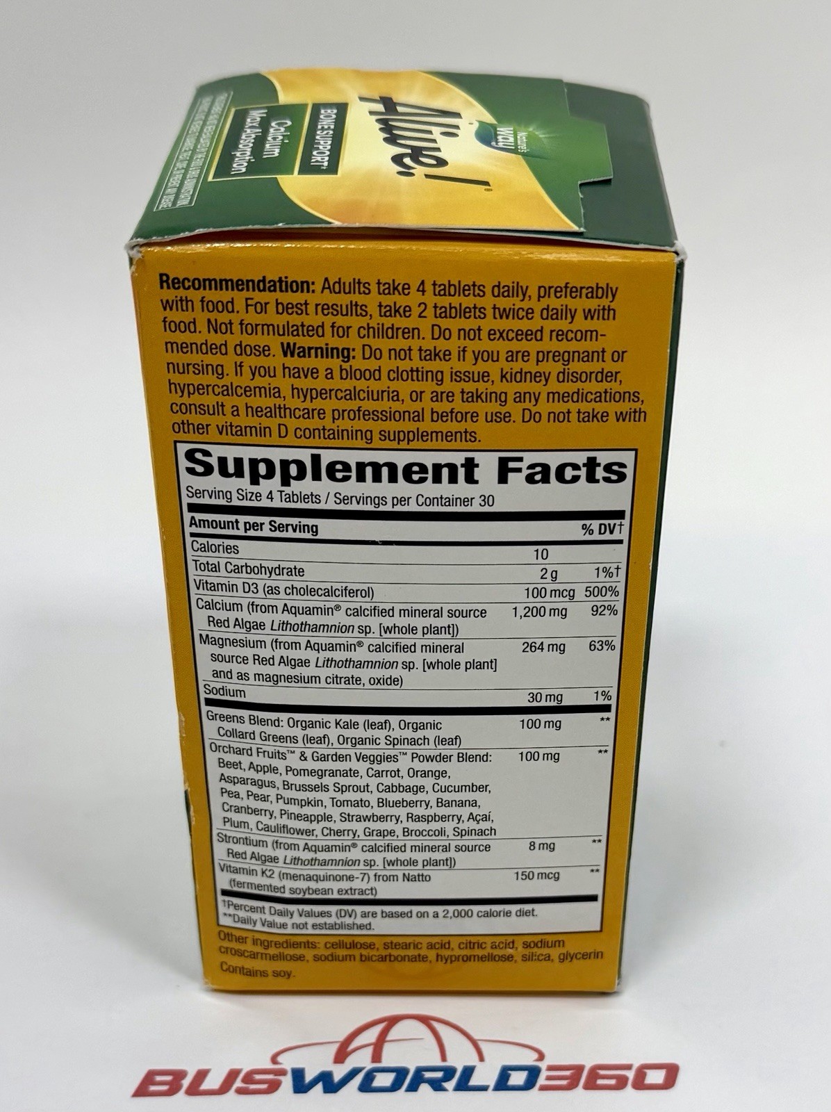 NATURES WAY ALIVE Bone Support Calcium 1200mg Max – 120ct – BRAND NEW Exp 5/2027