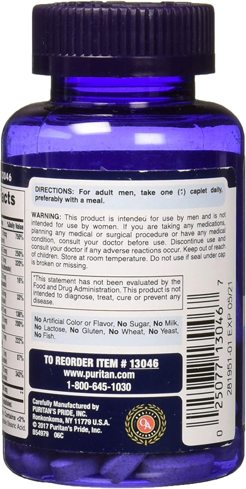 Puritans Pride One Daily Mens Multivitamin, Heart, Reproductive Health 100 count