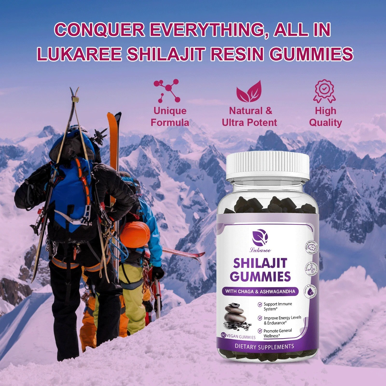 100% Himalaya Pure Shilajit Gummies 13 in 1 Original Mineral Health Supplement N