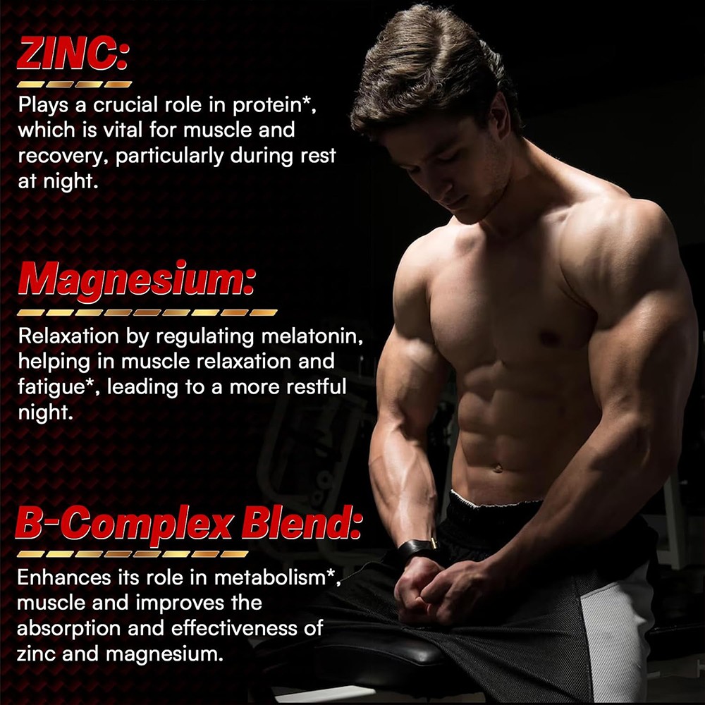 ZMA Supplements Capsules, with Zin, Vitamin B-6, Support Energy, Vitality